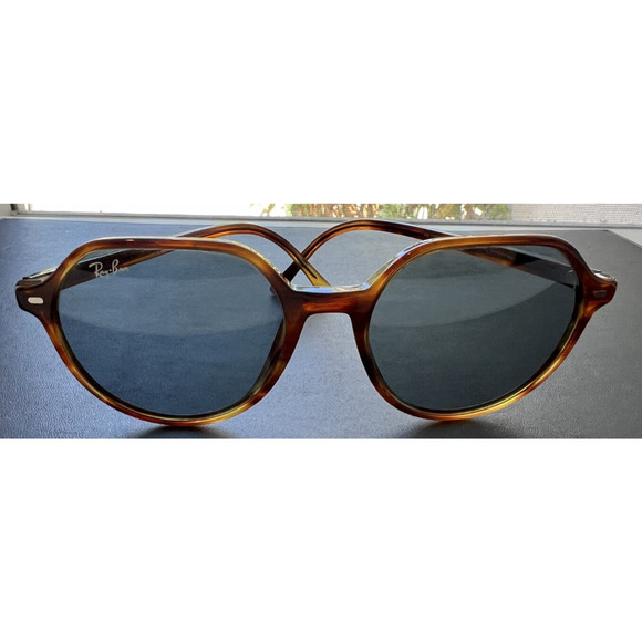 UNISEX Ray Ban Sunglasses RB 2195 Thalia 53 18 Polished Havana Blue Lenses - Picture 6 of 12